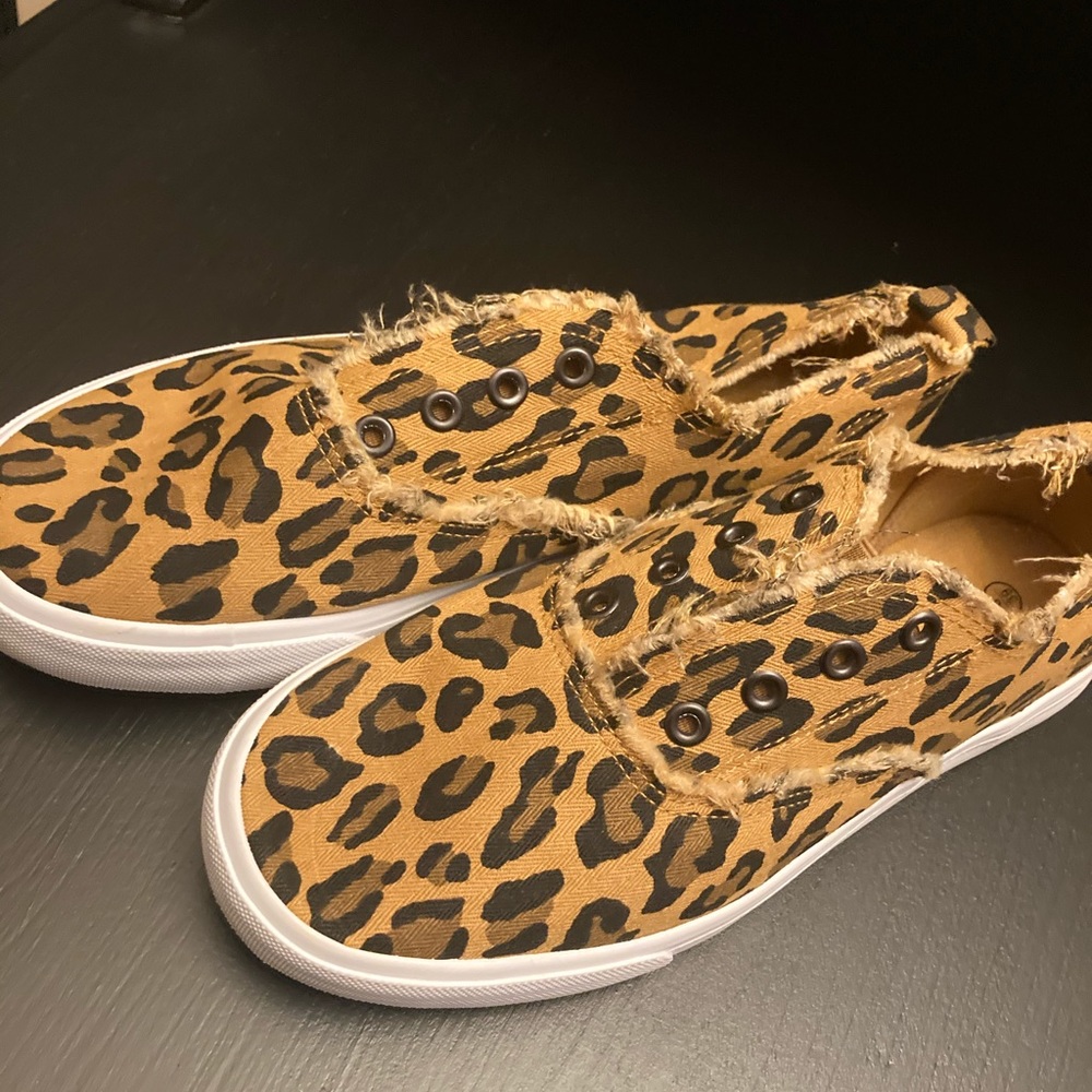 Leopard print slip ons